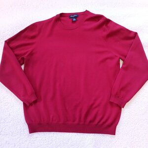 Brooks Brothers Merino Wool Blend Sweater Mens XL Burgundy Pullover Lightweight